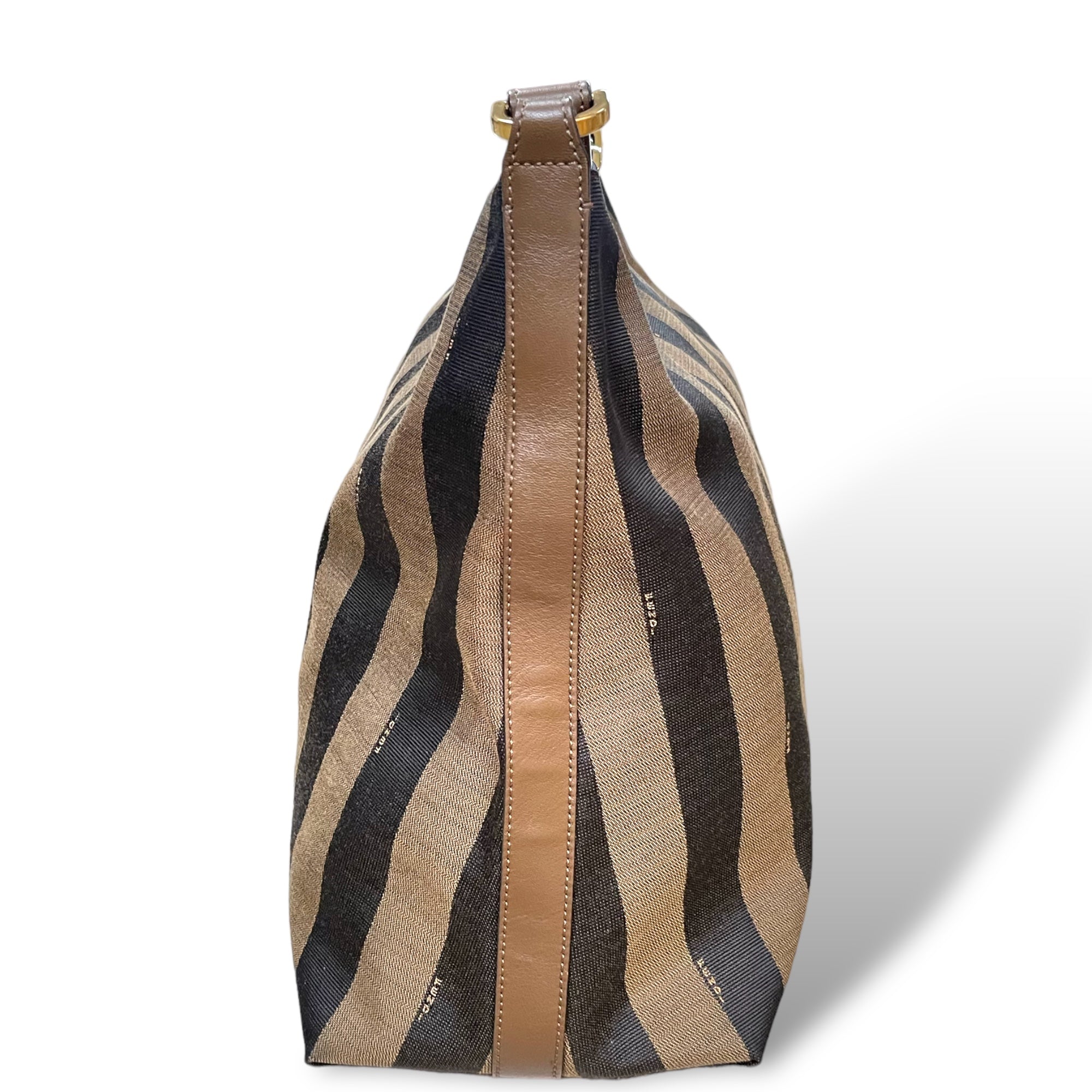 FENDI Large Pequin Striped Hobo Bag