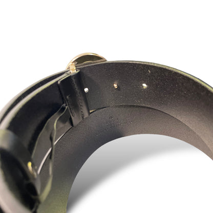 Gucci Womens Champagne Gold G Buckle Black Leather Belt - photo 7 of 12