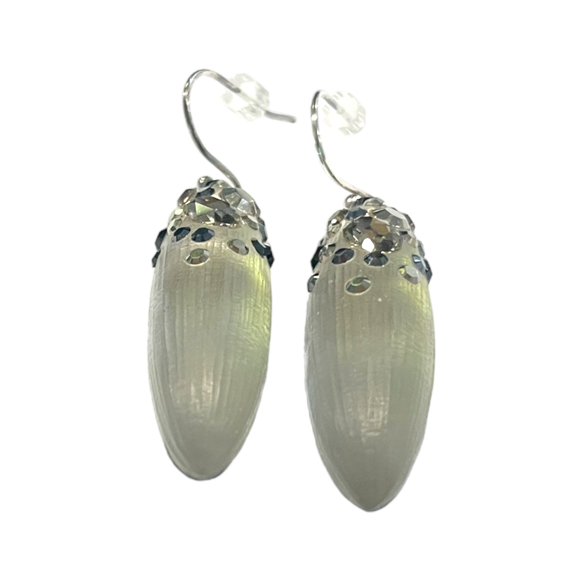 ALEXIS BITTAR Hand Carved Lucite Crystal Encrusted Drop EARRINGS