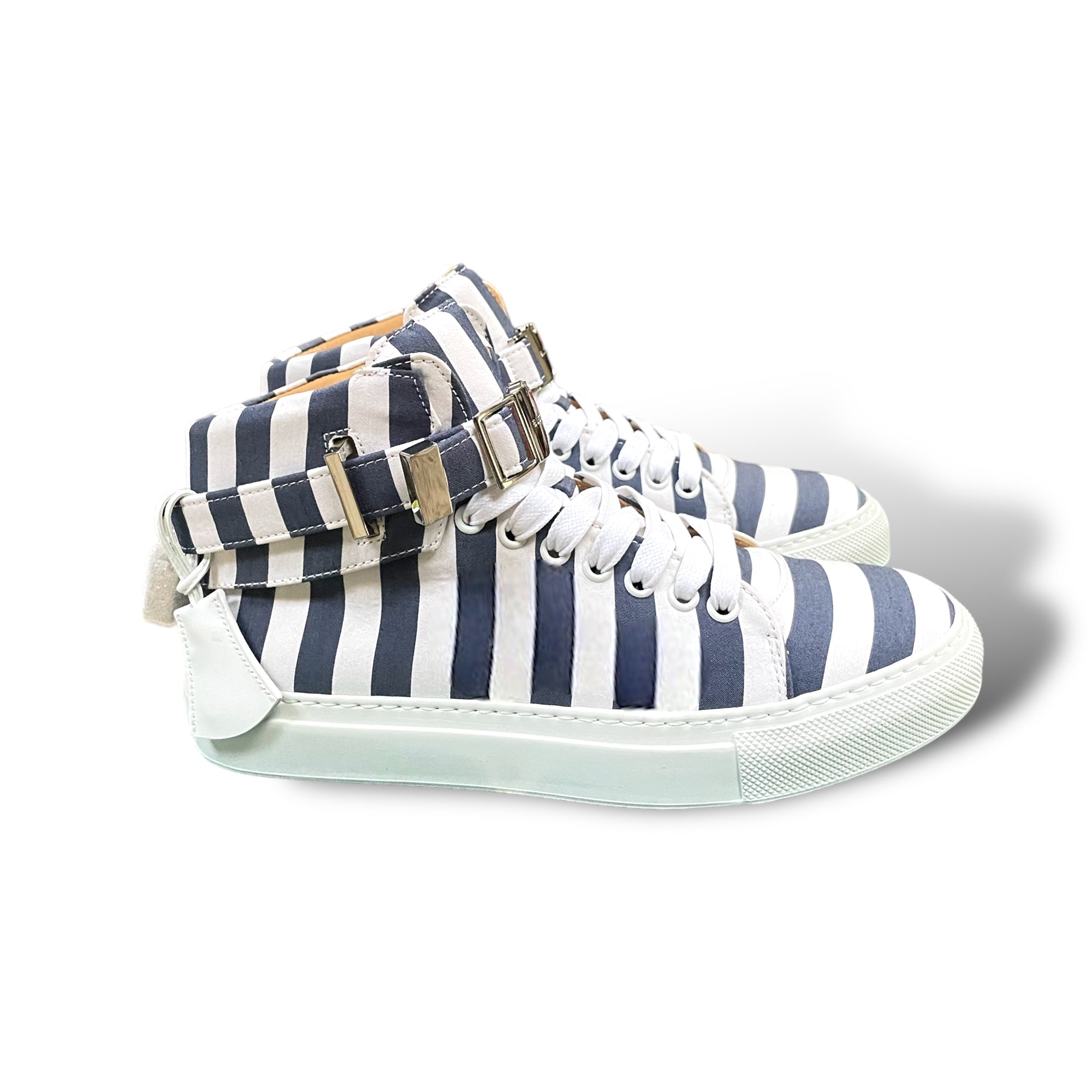 Buscemi Women’s Striped Italian Jacquard Canvas High-Tops / Silver-Tone Hardware