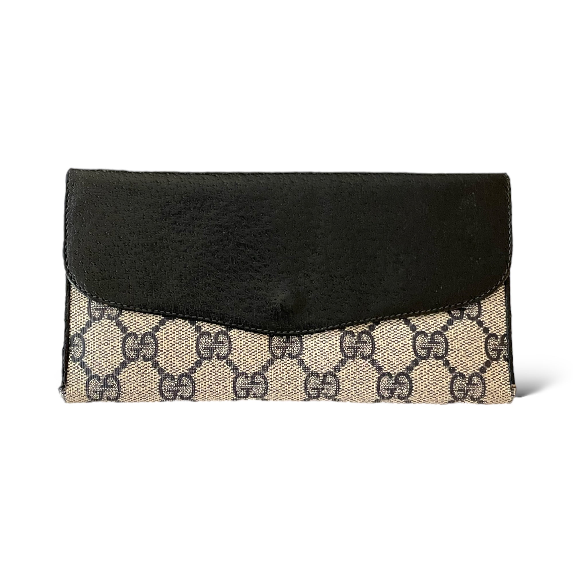 GUCCI Vintage Navy Blue Classic GG Motif Monogram Long Wallet