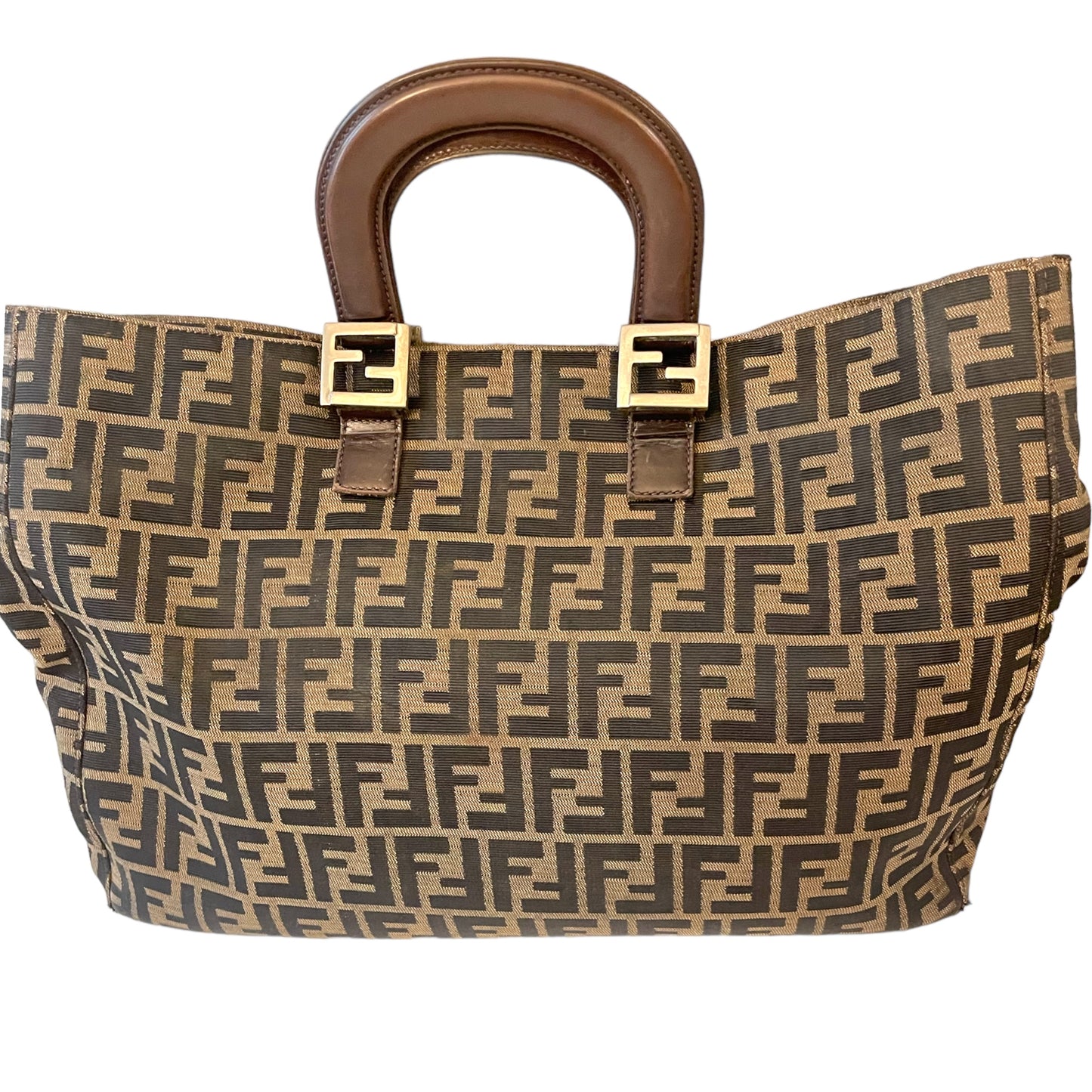 FENDI ZUCCA Print LARGE Vintage Twin Tote