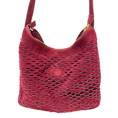 Fendi Vintage Perforated Merlot Suede Bucket/Crossbody Bag with Attached Coin Purse - photo 7 of 16