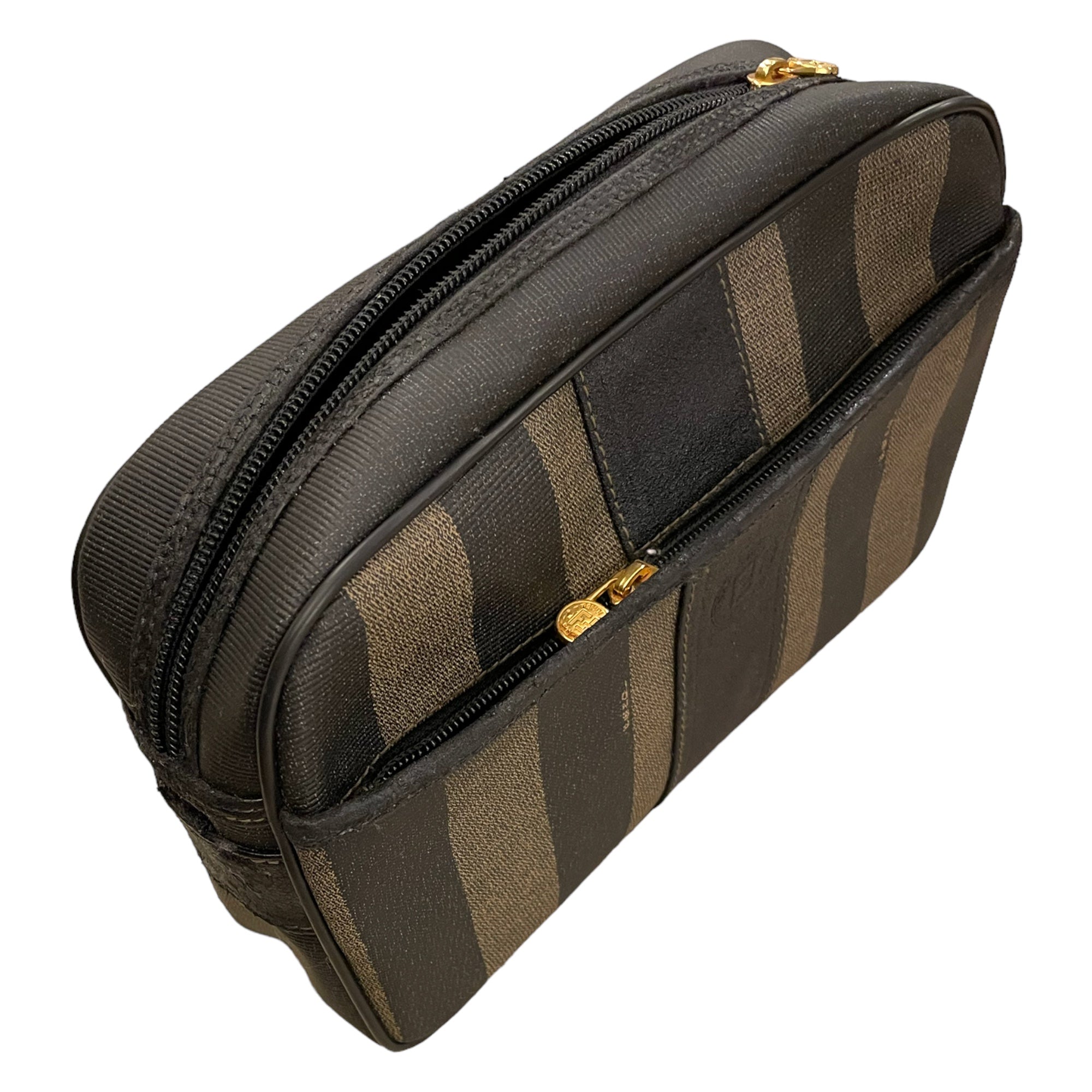 FENDI Vintage PQUIN STRIPED Clutch/Cosmetics Case