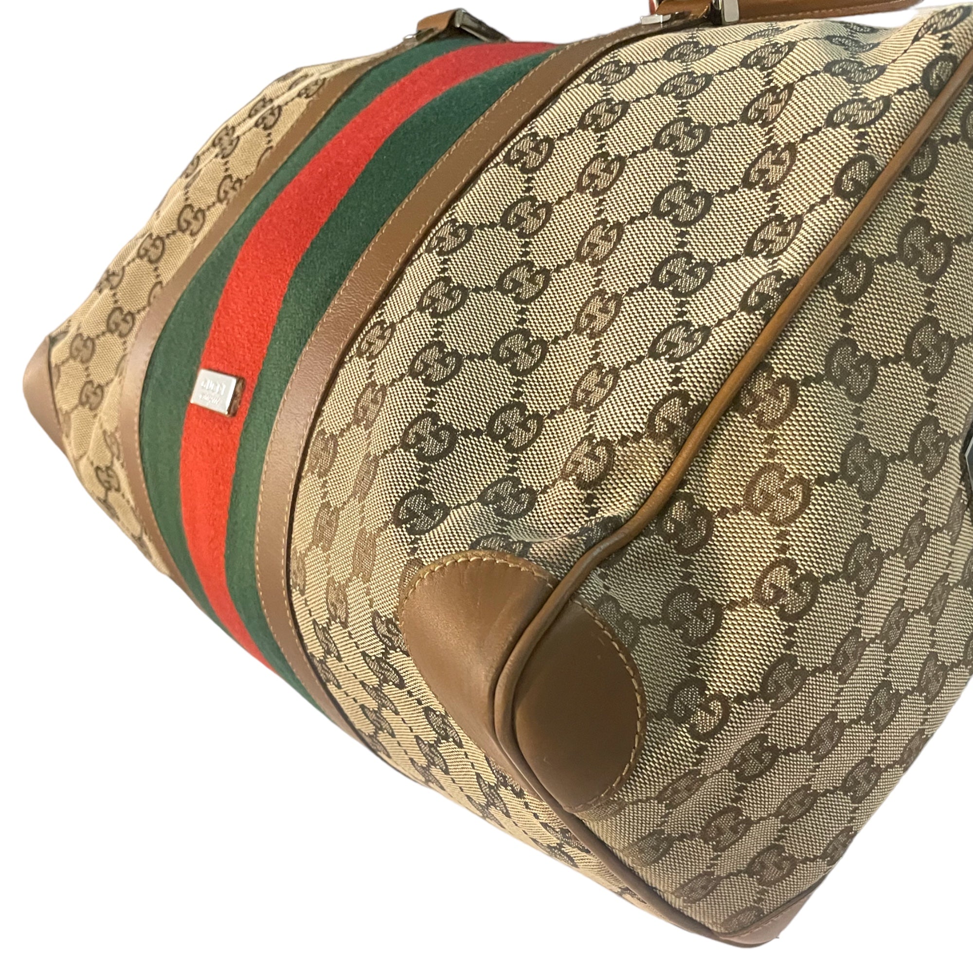 GUCCI Vintage Monogram Canvas LIMITED EDITION Web Boston Tote (EUC Numbered)