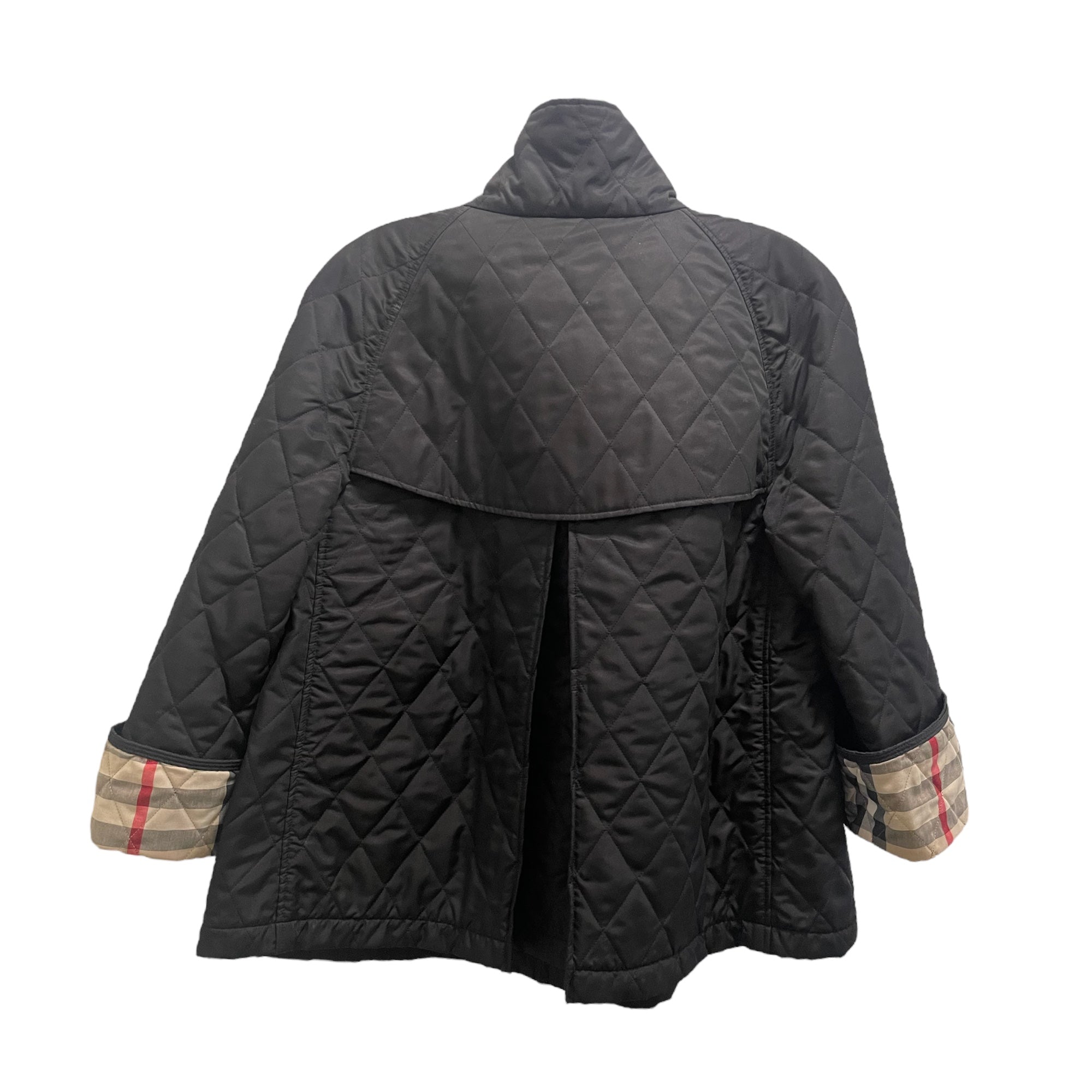 BURBERRY LONDON Black Quilted Check Lined Swing Coat |Size: M|