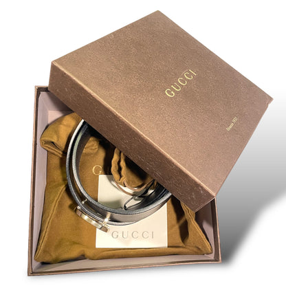 Gucci Womens Champagne Gold G Buckle Black Leather Belt - photo 3 of 12