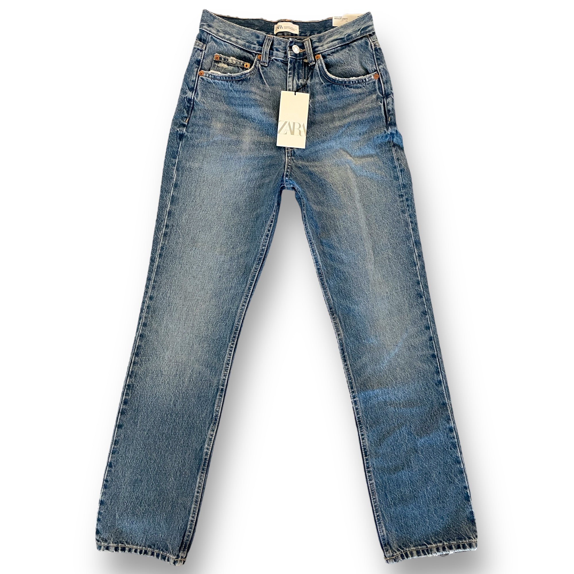 ZARA Straight Fit High-Rise Regular Length Denim Pants |Size: EU 34 US 4|