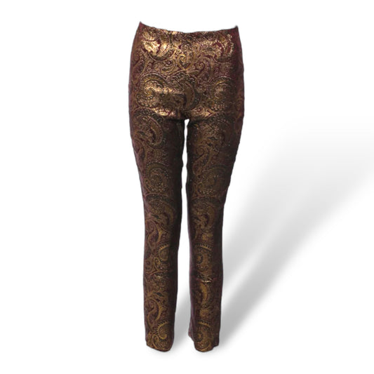 Alice + Olivia Gold Lamè Paisley Printed Straight Leg Pants - photo 2 of 6