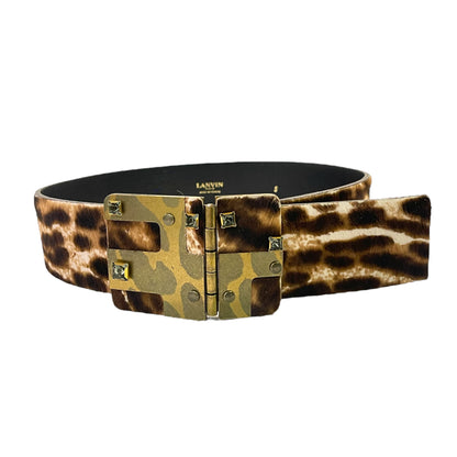 Lanvin Calf Hair Waist Belt with Antique Gold and Crystal Buckle - photo 6 of 7