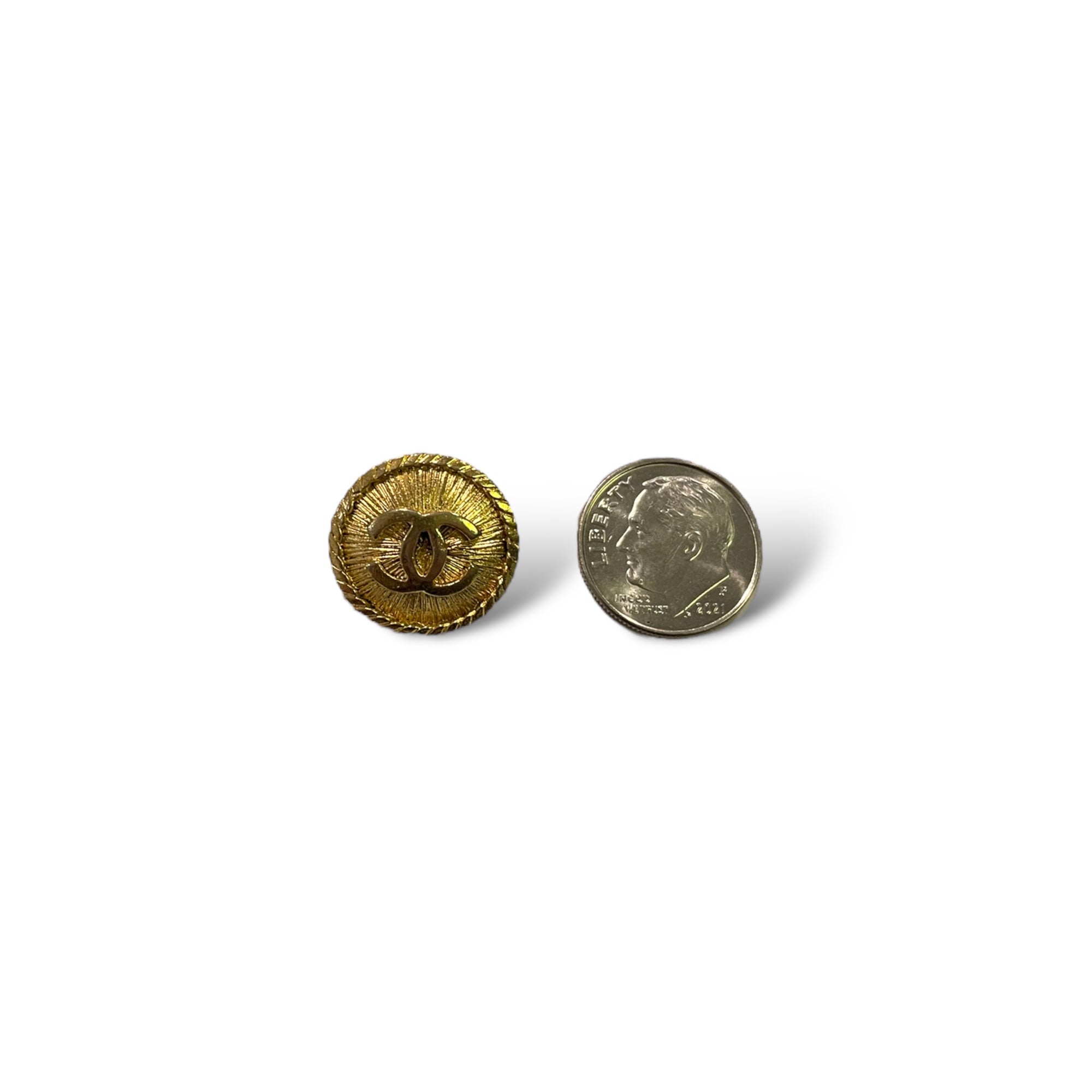 CHANEL Vintage Small Gold Metal CC Interlocking Logo Buttons (Two)
