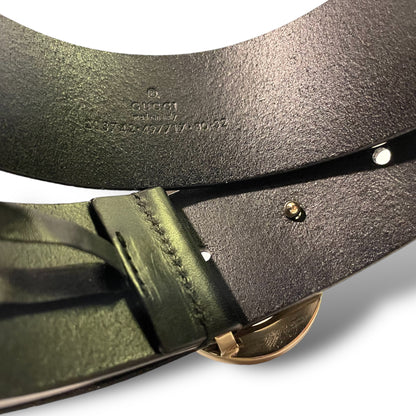 Gucci Womens Champagne Gold G Buckle Black Leather Belt - photo 2 of 12