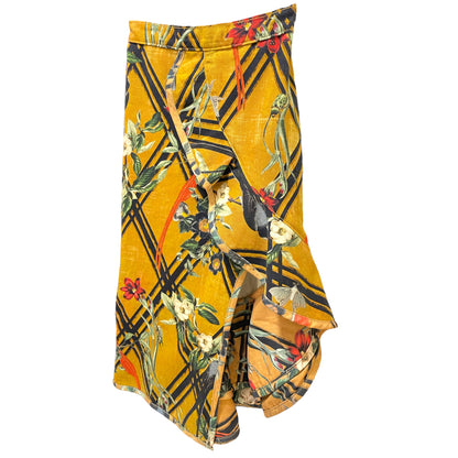 PatBo Floral Printed Knee-Length Ruffle Embellished Skirt with Slit - main product photo