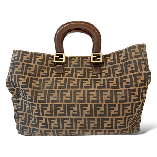 FENDI ZUCCA Print LARGE Vintage Twin Tote