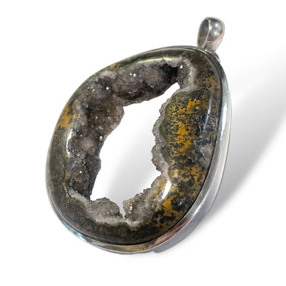 Semi-Precious Real Geode set in Sterling Silver Pendant— Custom Made by Lazaro - photo 9 of 9