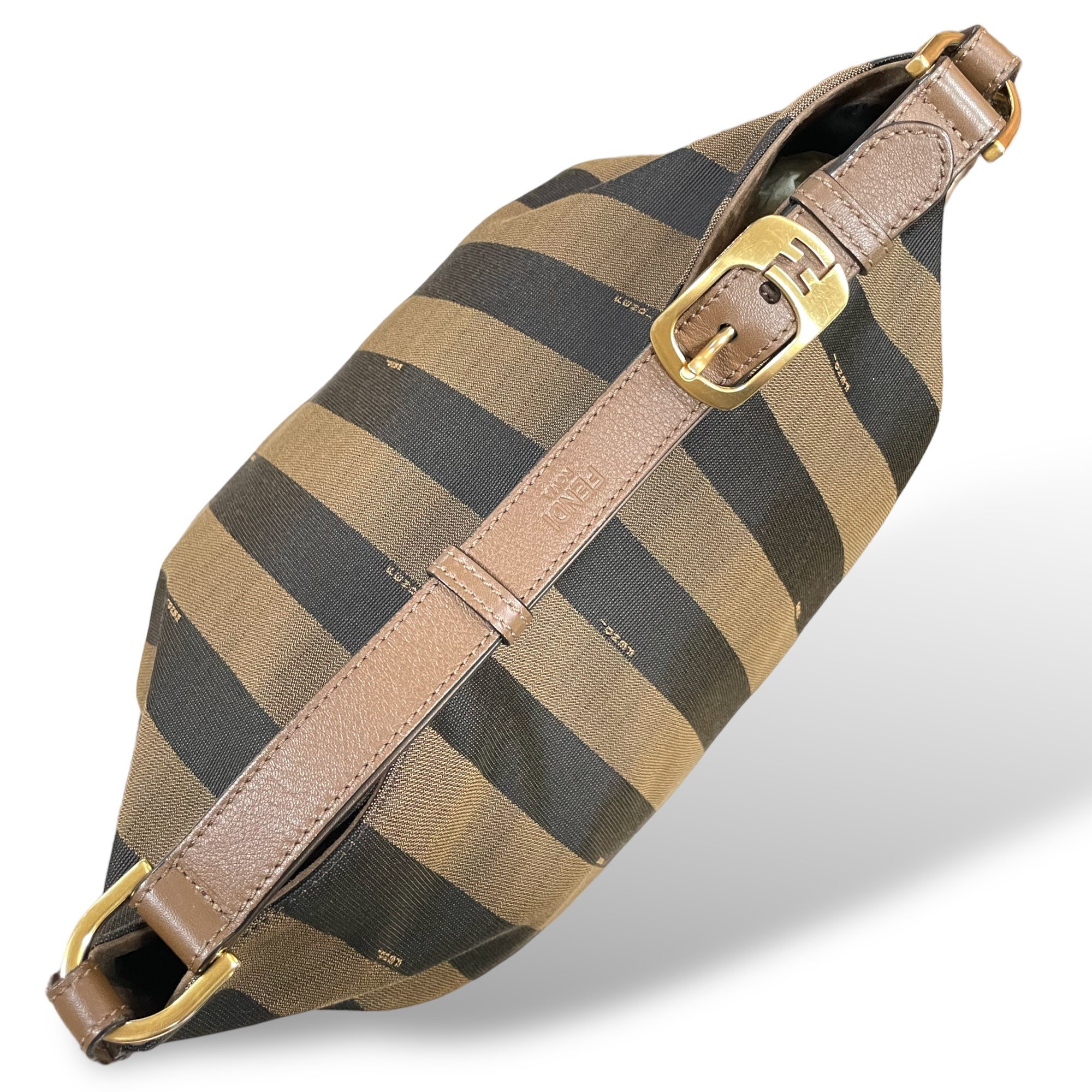 FENDI Large Pequin Striped Hobo Bag