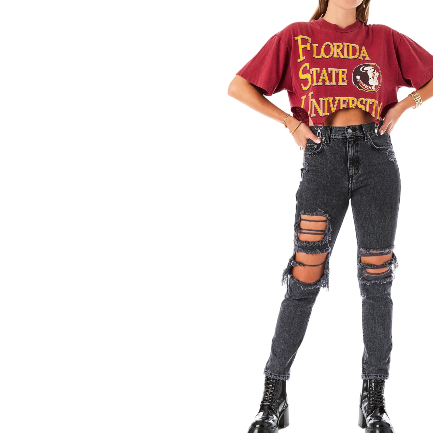 FURST OF A KIND Reworked VINTAGE Florida State University CLASP BOTTOM TEE