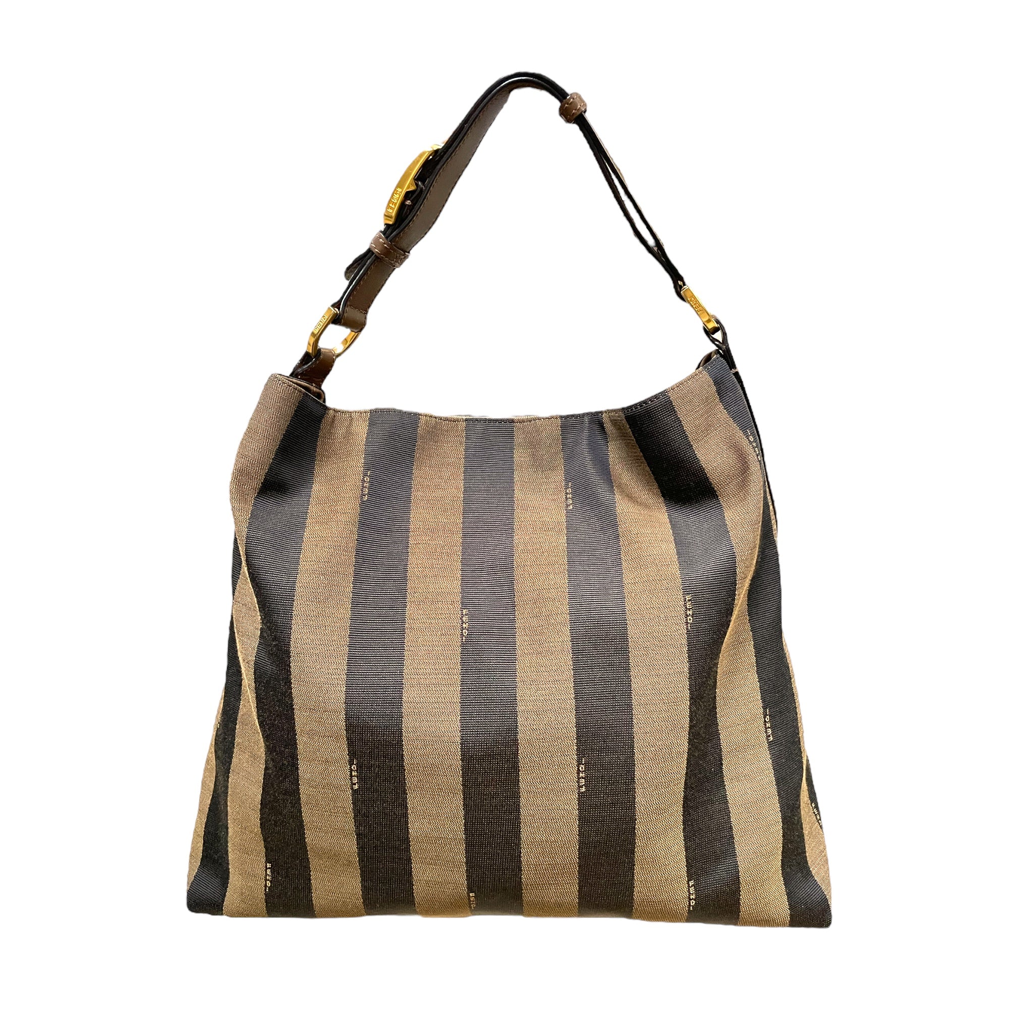 FENDI Large Pequin Striped Hobo Bag