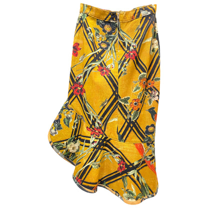 PatBo Floral Printed Knee-Length Ruffle Embellished Skirt with Slit - photo 9 of 11