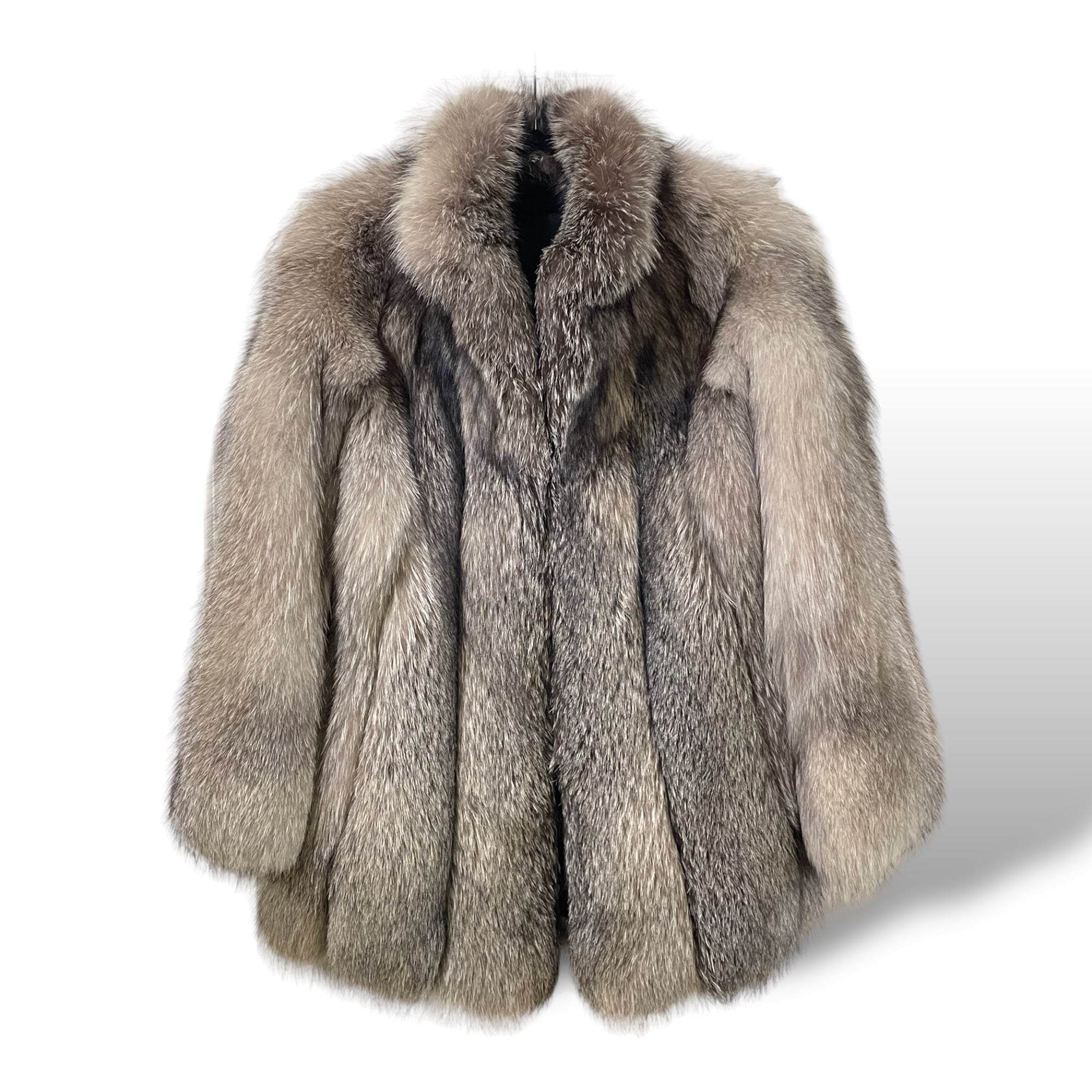 STUNNING Custom Made SILVER FOX FUR Coat |Size:8|