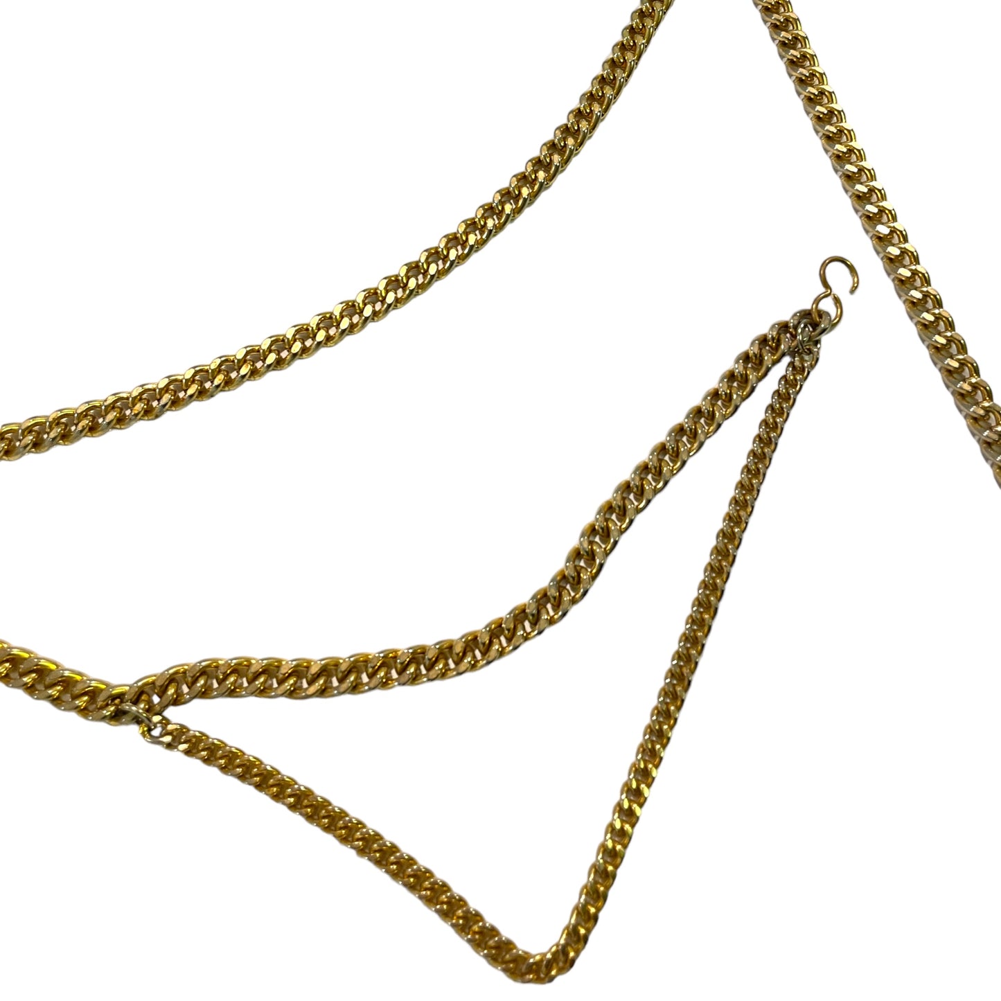 Vintage Brass Cuban Chainlink Belt with Solid Sphere Pendant & Vintage Authentic Chanel Pendant
