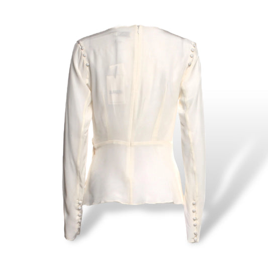 AMUR Silk Cowl Neck Blouse with Removable Sleeves - photo 2 of 9