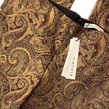 Alice + Olivia Gold Lamè Paisley Printed Straight Leg Pants - photo 6 of 6