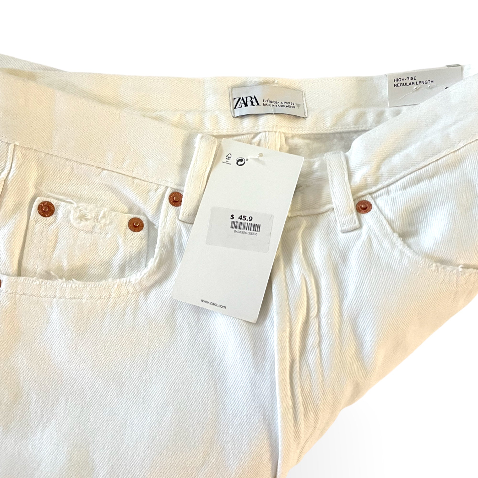 ZARA STRAIGHT FIT White Denim Jeans |Size: EU 34 US 4|