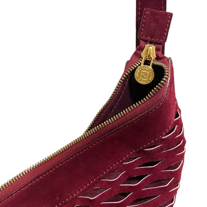 Fendi Vintage Perforated Merlot Suede Bucket/Crossbody Bag with Attached Coin Purse - photo 4 of 16