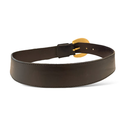 Dana Buchman Made in Italy Black Leather Belt with Brushed Gold Buckle - photo 3 of 4