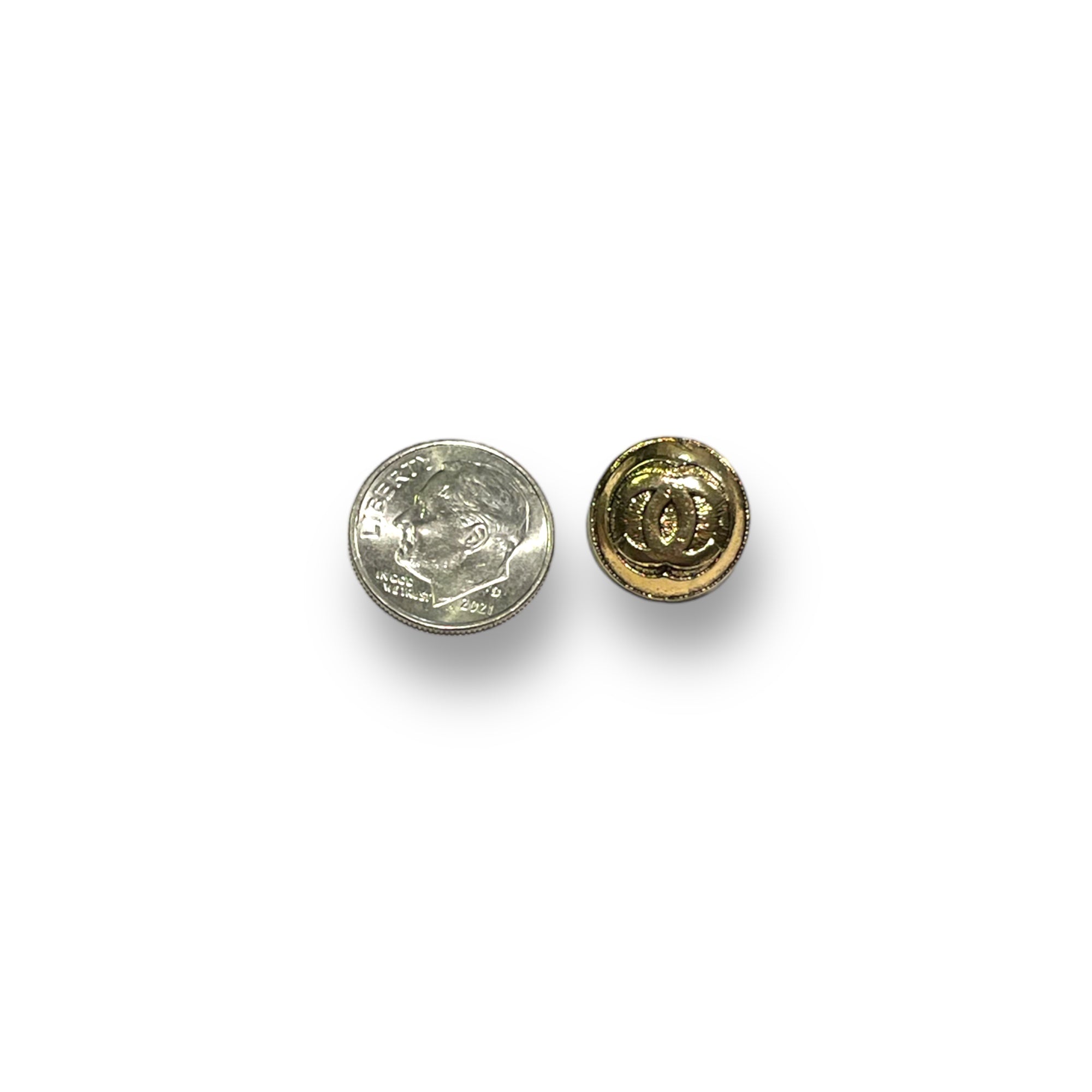 CHANEL Vintage AUTHENTIC Small Gold Metal CC Interlocking Logo Buttons (Two)