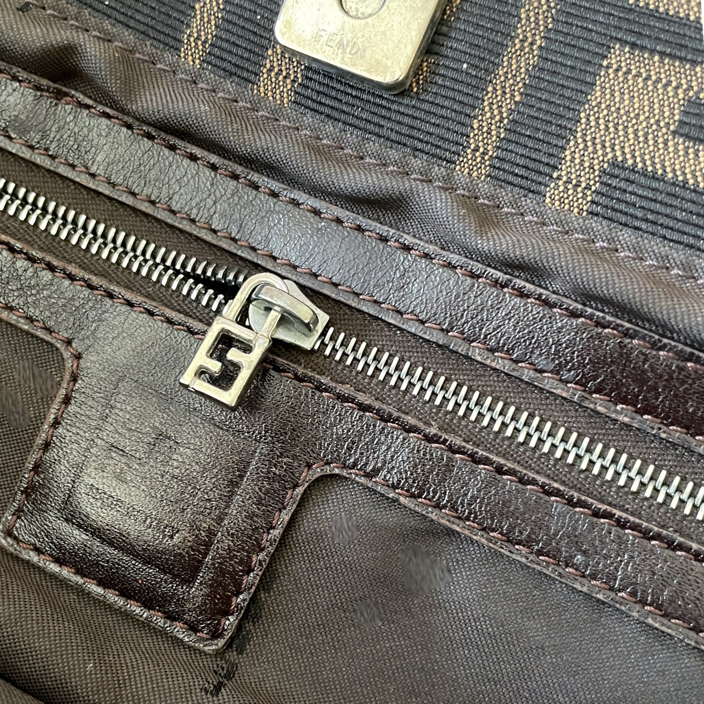 FENDI ZUCCA Print LARGE Vintage Twin Tote