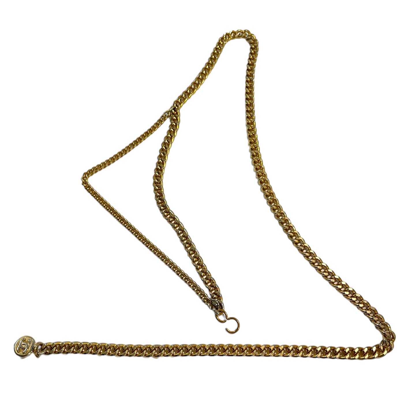 Vintage Brass Cuban Chainlink Belt with Solid Sphere Pendant & Vintage Authentic Chanel Pendant