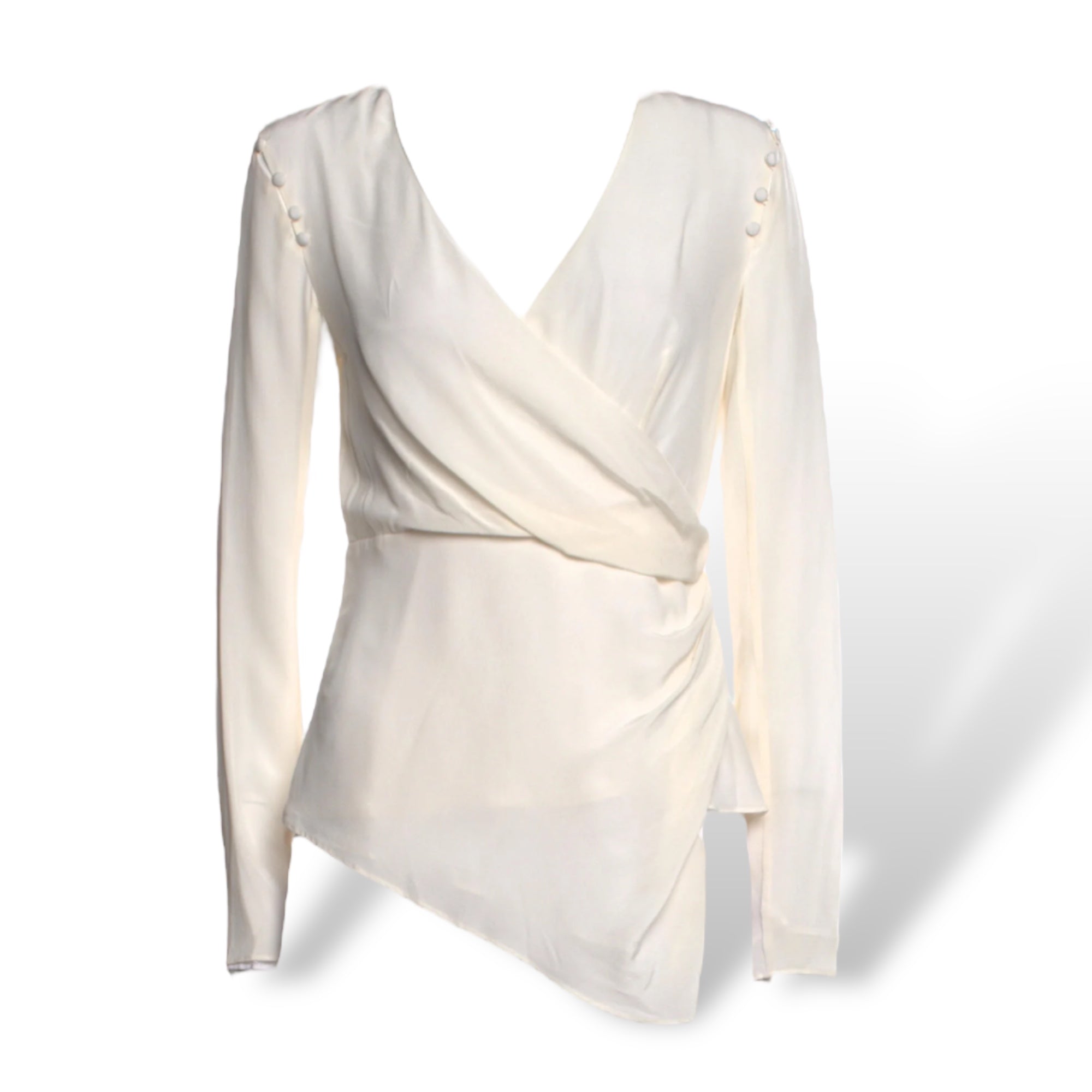 AMUR Silk Cowl Neck Blouse with Removable Sleeves