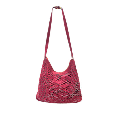 Fendi Vintage Perforated Merlot Suede Bucket/Crossbody Bag with Attached Coin Purse - photo 9 of 16