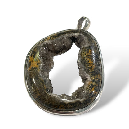 Semi-Precious Real Geode set in Sterling Silver Pendant— Custom Made by Lazaro - photo 5 of 9