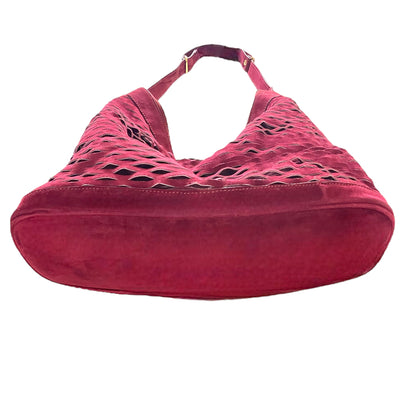 Fendi Vintage Perforated Merlot Suede Bucket/Crossbody Bag with Attached Coin Purse - photo 6 of 16