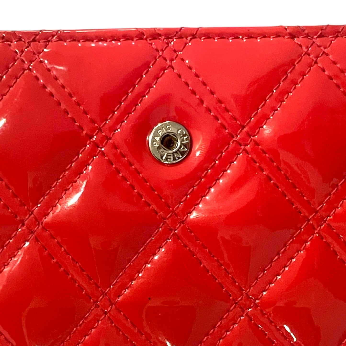 CHANEL Quilted Compact CC Logo Snap Wallet with Zip Coin Purse