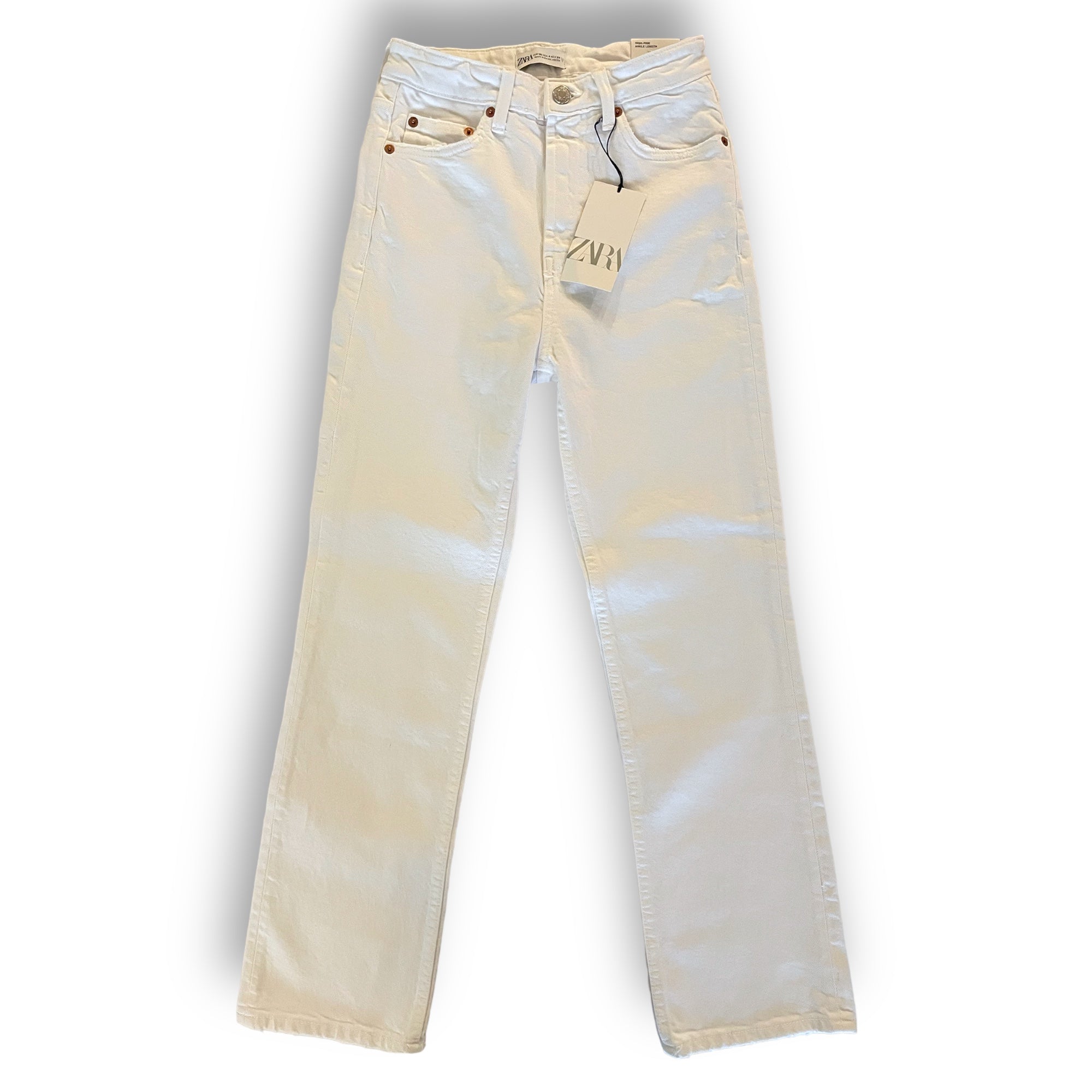 ZARA High-Rise STOVE PIPE White Denim Jeans |Size: EU 34 US 4|