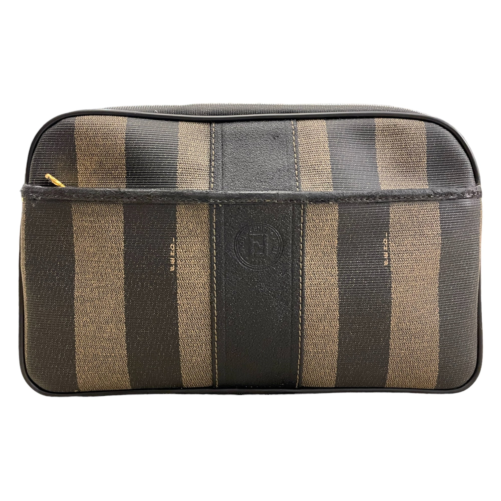 FENDI Vintage PQUIN STRIPED Clutch/Cosmetics Case