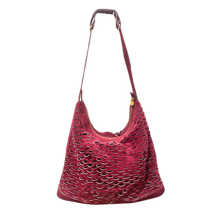 Fendi Vintage Perforated Merlot Suede Bucket/Crossbody Bag with Attached Coin Purse - photo 13 of 16