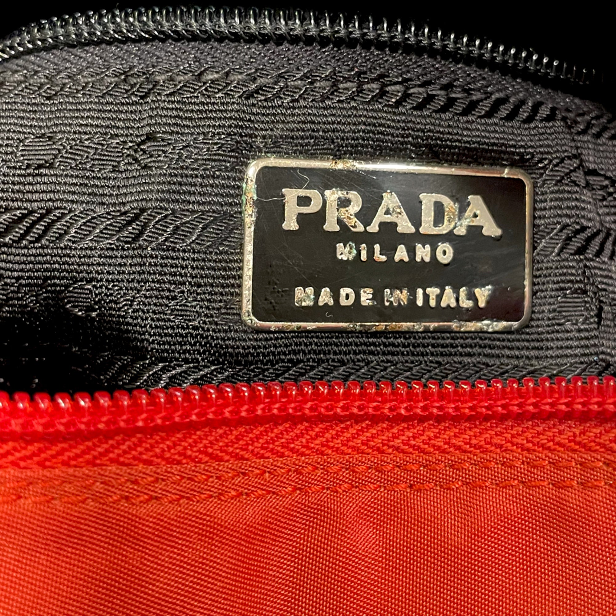 PRADA Tote with Python Handles and Beaded Front Logo
