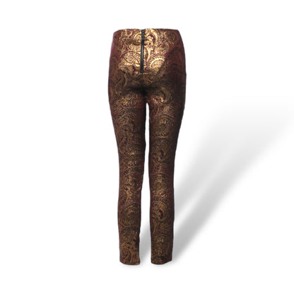 Alice + Olivia Gold Lamè Paisley Printed Straight Leg Pants - photo 5 of 6