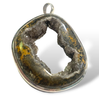 Semi-Precious Real Geode set in Sterling Silver Pendant— Custom Made by Lazaro - photo 2 of 9