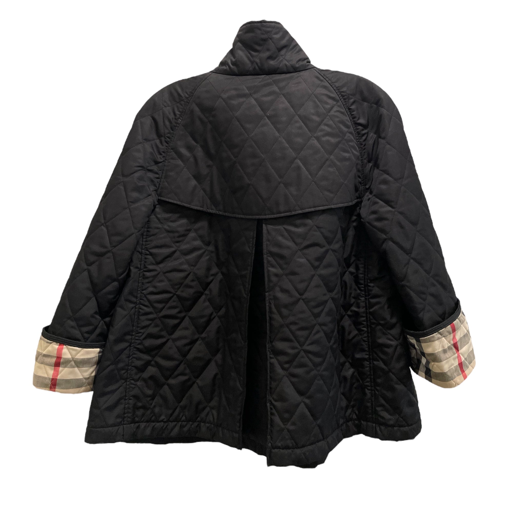 BURBERRY LONDON Black Quilted Check Lined Swing Coat |Size: M|