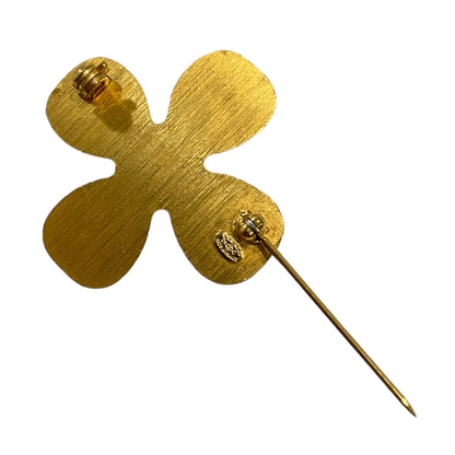 Chanel Vintage Gold & Crystal CC Logo Clover 🍀 Brooch - photo 3 of 9