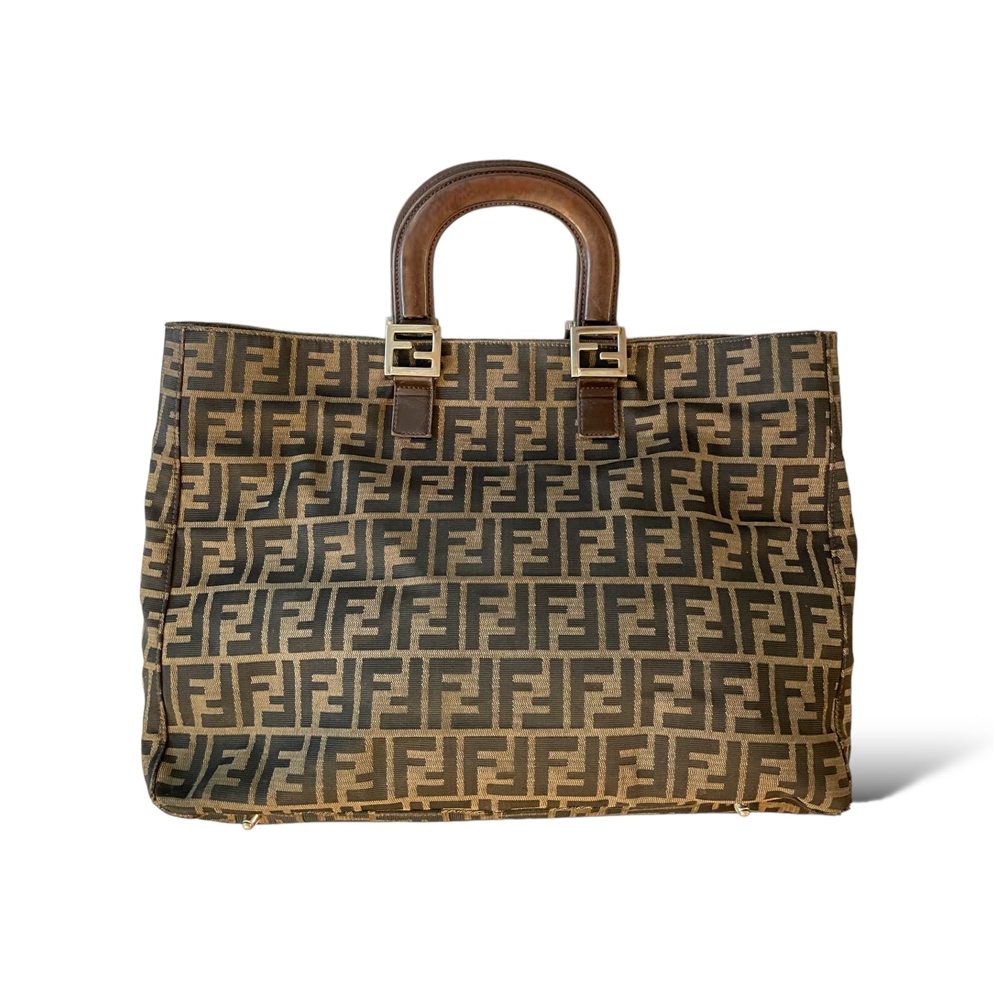 FENDI ZUCCA Print LARGE Vintage Twin Tote