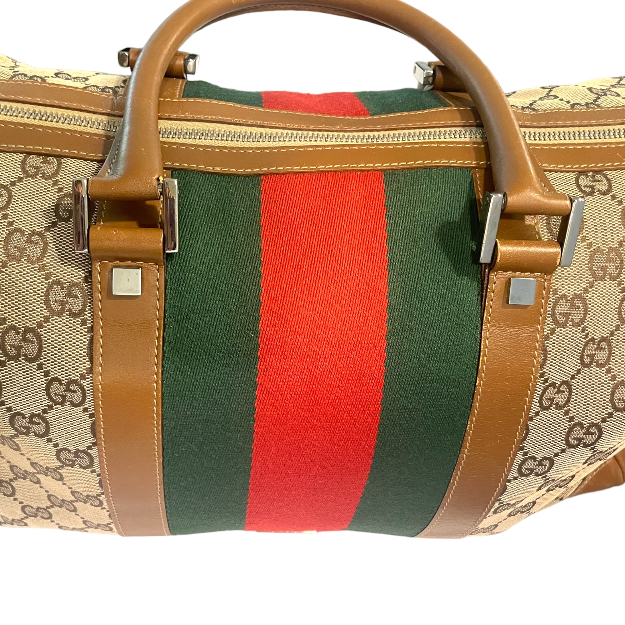 GUCCI Vintage Monogram Canvas LIMITED EDITION Web Boston Tote (EUC Numbered)