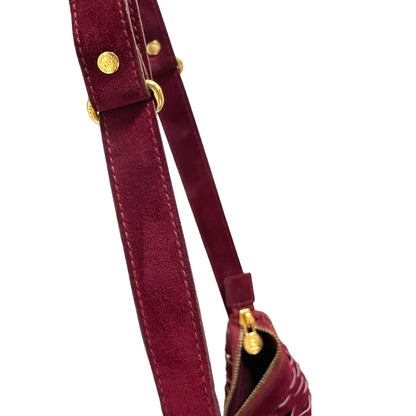 Fendi Vintage Perforated Merlot Suede Bucket/Crossbody Bag with Attached Coin Purse - photo 3 of 16