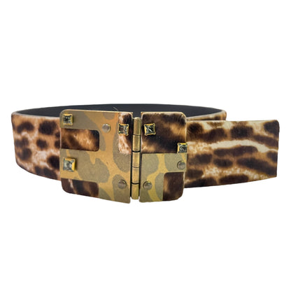 Lanvin Calf Hair Waist Belt with Antique Gold and Crystal Buckle - main product photo